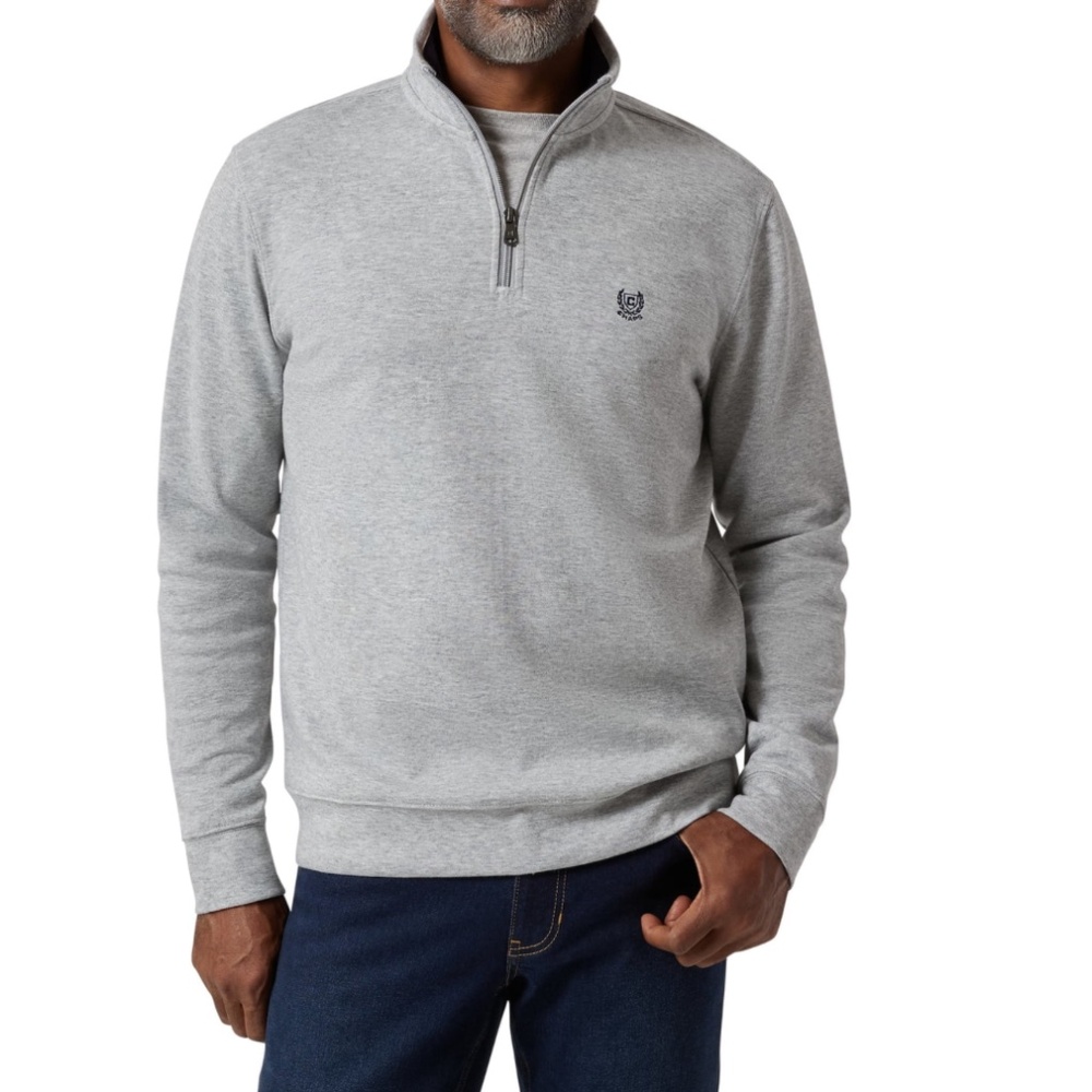 Chaps Men's Grey Long Sleeve Quarter Zip Sweatshirt Pullover Size Medium